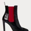 Botas de piel de becerro Zoie de Ralph Lauren para mujer, negras y rojas Botas de piel de becerro Zoie de Ralph Lauren para mujer, negras y rojas