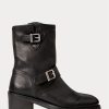 Botas de piel vachetta Ralph Lauren Payge para mujer, color negro