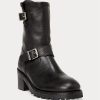 Botas de piel vachetta Ralph Lauren Payge para mujer, color negro