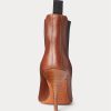 Botas de tacón bajo Ralph Lauren de piel de becerro vachetta marrón para mujer Botas de tacón bajo Ralph Lauren de piel de becerro vachetta marrón para mujer