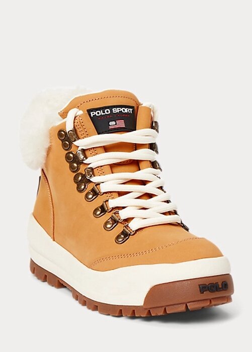 Botas deportivas Ralph Lauren Polo Sport de ante y piel de oveja color marrón para mujer Botas deportivas Ralph Lauren Polo Sport de ante y piel de oveja color marrón para mujer