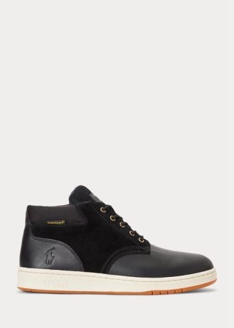 Botas impermeables de ante y cuero Ralph Lauren para hombre, color negro