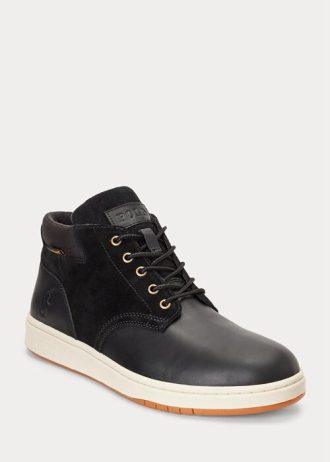 Botas impermeables de ante y cuero Ralph Lauren para hombre, color negro