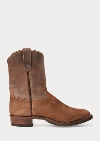 Botas marrones Ralph Lauren Roughout de ante y cuero para hombre