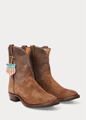 Botas marrones Ralph Lauren Roughout de ante y cuero para hombre