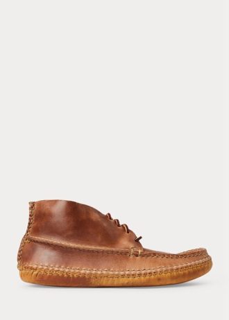 Botas mocasín estilo chukka de cuero marrón Ralph Lauren para hombre