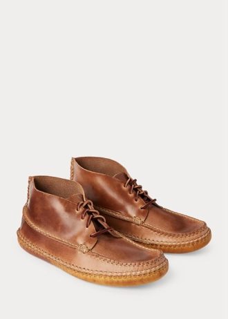 Botas mocasín estilo chukka de cuero marrón Ralph Lauren para hombre