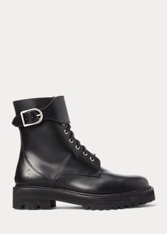 Botas negras con hebilla de piel de becerro para mujer de Ralph Lauren