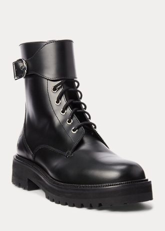 Botas negras con hebilla de piel de becerro para mujer de Ralph Lauren