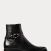 Botas negras Ralph Lauren Welington de piel de becerro bruñida para hombre