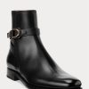 Botas negras Ralph Lauren Welington de piel de becerro bruñida para hombre