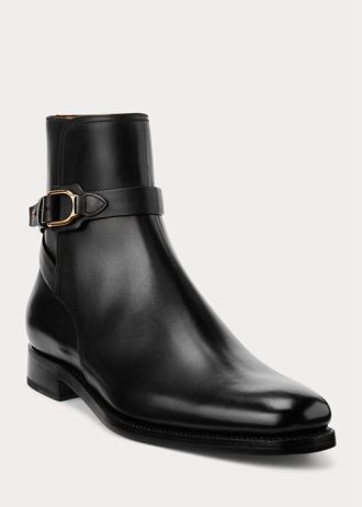 Botas negras Ralph Lauren Welington de piel de becerro bruñida para hombre