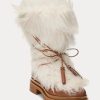 Botas Ralph Lauren Celia de piel de oveja y cuero bruñido en color crema para mujer Botas Ralph Lauren Celia de piel de oveja y cuero bruñido en color crema para mujer