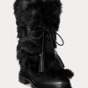 Botas Ralph Lauren Celia de piel de oveja y cuero bruñido para mujer, color negro Botas Ralph Lauren Celia de piel de oveja y cuero bruñido para mujer, color negro