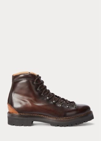 Botas Ralph Lauren Fidel de piel de becerro bruñida en marrón oscuro para hombre