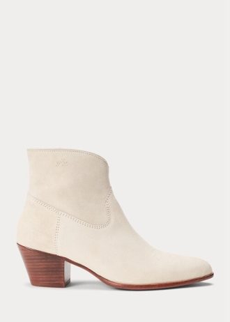 Botas Ralph Lauren Lucille de piel de becerro y ante color crema para mujer Botas Ralph Lauren Lucille de piel de becerro y ante color crema para mujer