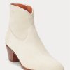 Botas Ralph Lauren Lucille de piel de becerro y ante color crema para mujer