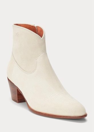 Botas Ralph Lauren Lucille de piel de becerro y ante color crema para mujer Botas Ralph Lauren Lucille de piel de becerro y ante color crema para mujer
