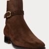 Botas Ralph Lauren Welington de ante de becerro en marrón oscuro para hombre