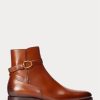 Botas Ralph Lauren Welington de piel de becerro bruñida marrón para hombre