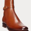 Botas Ralph Lauren Welington de piel de becerro bruñida marrón para hombre