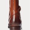 Botas Ralph Lauren Welington de piel de becerro bruñida marrón para hombre