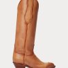 Botas vaqueras de cuero marrón Ralph Lauren Kiera para mujer Botas vaqueras de cuero marrón Ralph Lauren Kiera para mujer