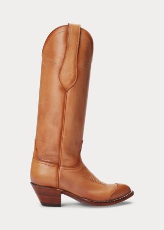 Botas vaqueras de cuero marrón Ralph Lauren Kiera para mujer Botas vaqueras de cuero marrón Ralph Lauren Kiera para mujer
