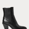 Botas vaqueras de cuero Ralph Lauren Lowrey negras para mujer Botas vaqueras de cuero Ralph Lauren Lowrey negras para mujer