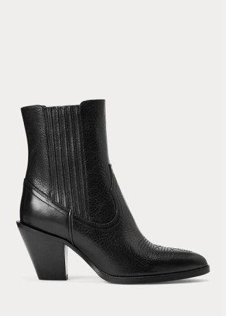 Botas vaqueras de cuero Ralph Lauren Lowrey negras para mujer Botas vaqueras de cuero Ralph Lauren Lowrey negras para mujer