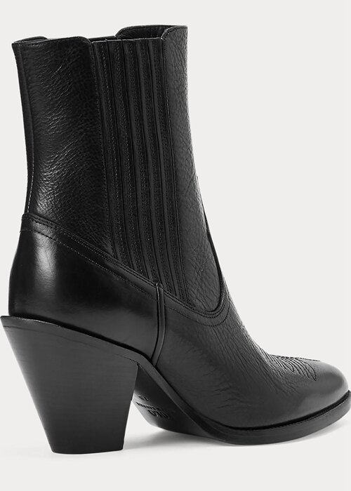 Botas vaqueras de cuero Ralph Lauren Lowrey negras para mujer Botas vaqueras de cuero Ralph Lauren Lowrey negras para mujer
