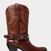 Botas vaqueras marrones de piel de becerro con tachuelas de Ralph Lauren para mujer Botas vaqueras marrones de piel de becerro con tachuelas de Ralph Lauren para mujer