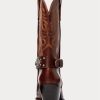 Botas vaqueras marrones de piel de becerro con tachuelas de Ralph Lauren para mujer Botas vaqueras marrones de piel de becerro con tachuelas de Ralph Lauren para mujer