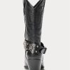 Botas vaqueras negras de piel de becerro con tachuelas de Ralph Lauren para mujer Botas vaqueras negras de piel de becerro con tachuelas de Ralph Lauren para mujer