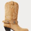 Botas vaqueras Ralph Lauren de ante con tachuelas para mujer, color caqui Botas vaqueras Ralph Lauren de ante con tachuelas para mujer, color caqui