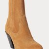 Botas vaqueras Ralph Lauren Lowrey de ante marrón para mujer Botas vaqueras Ralph Lauren Lowrey de ante marrón para mujer