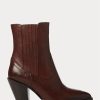 Botas vaqueras Ralph Lauren Lowrey de cuero marrón oscuro para mujer Botas vaqueras Ralph Lauren Lowrey de cuero marrón oscuro para mujer