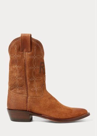Botas vaqueras Ralph Lauren Plainview de ante marrón para hombre Botas vaqueras Ralph Lauren Plainview de ante marrón para hombre