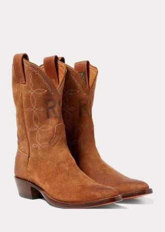 Botas vaqueras Ralph Lauren Plainview de ante marrón para hombre Botas vaqueras Ralph Lauren Plainview de ante marrón para hombre