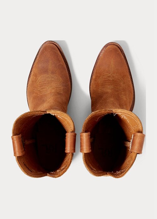 Botas vaqueras Ralph Lauren Plainview de ante marrón para hombre Botas vaqueras Ralph Lauren Plainview de ante marrón para hombre
