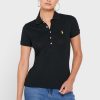 Camisa polo negra con detalle de botones de Ralph Lauren para mujer Camisa polo negra con detalle de botones de Ralph Lauren para mujer