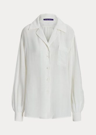 Camisas blancas de gasa de lino Ralph Lauren Roslin para mujer