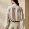 Camisas blancas de gasa de lino Ralph Lauren Roslin para mujer