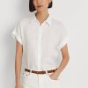 Camisas blancas de lino Ralph Lauren con mangas dolman para mujer Camisas blancas de lino Ralph Lauren con mangas dolman para mujer