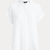 Camisas blancas de lino Ralph Lauren con mangas dolman para mujer Camisas blancas de lino Ralph Lauren con mangas dolman para mujer