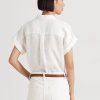 Camisas blancas de lino Ralph Lauren con mangas dolman para mujer Camisas blancas de lino Ralph Lauren con mangas dolman para mujer