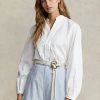 Camisas blancas Ralph Lauren de algodón con mangas abullonadas y corte cuadrado para mujer Camisas blancas Ralph Lauren de algodón con mangas abullonadas y corte cuadrado para mujer