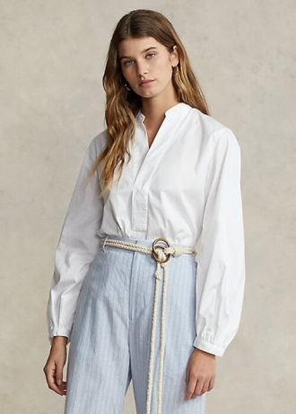Camisas blancas Ralph Lauren de algodón con mangas abullonadas y corte cuadrado para mujer