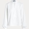 Camisas blancas Ralph Lauren de algodón con mangas abullonadas y corte cuadrado para mujer Camisas blancas Ralph Lauren de algodón con mangas abullonadas y corte cuadrado para mujer