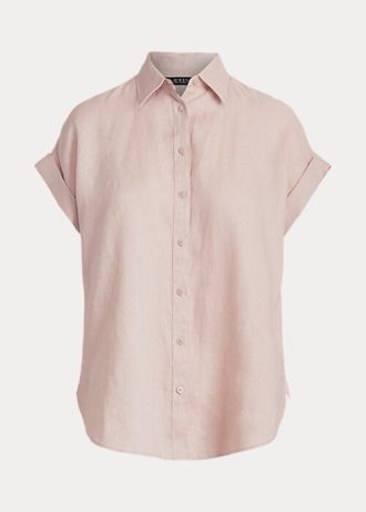 Camisas con mangas dolman de lino Ralph Lauren de mujer rosa
